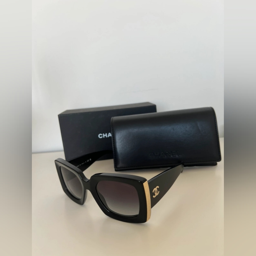 Chanel Black Rectangle Sunglasses